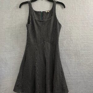 Bordeaux Dress Womans XS Geometric Black Sleeveless Round Neck Zip Cotton Blend